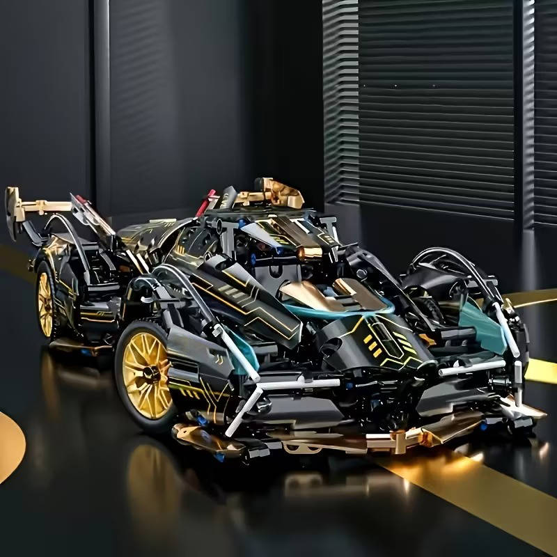 Belro 1690-piece V12 model car building block set for toys and games, with detailed plastic construction and vibrant colors.