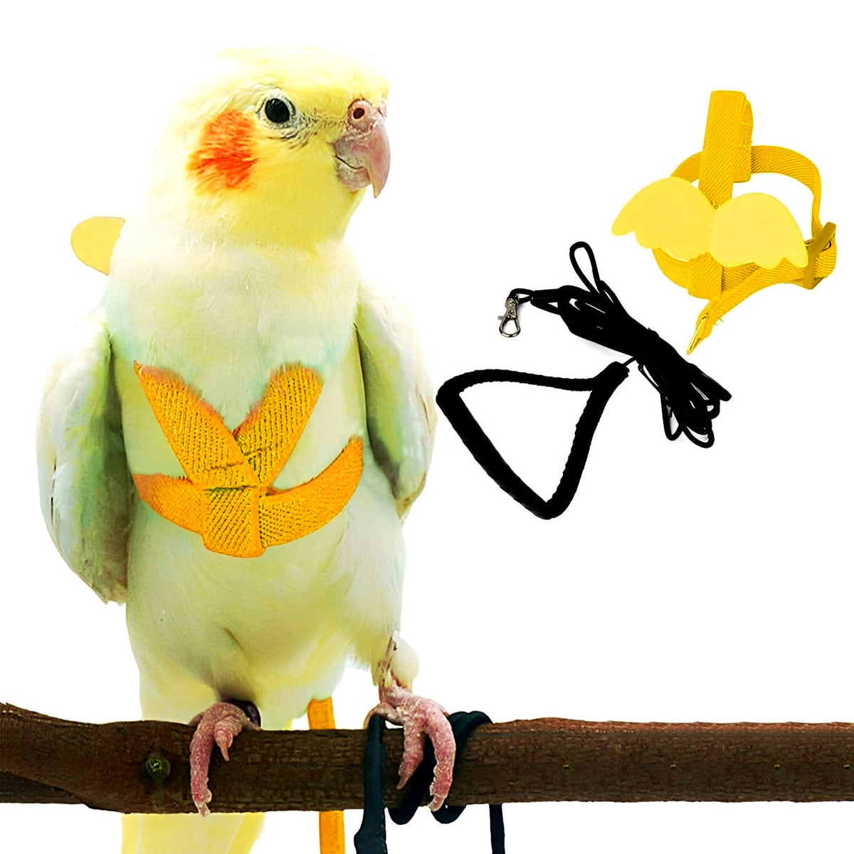 Belro Parrot Bird Harness showing adjustable straps and secure fastening for pet safety and comfort.