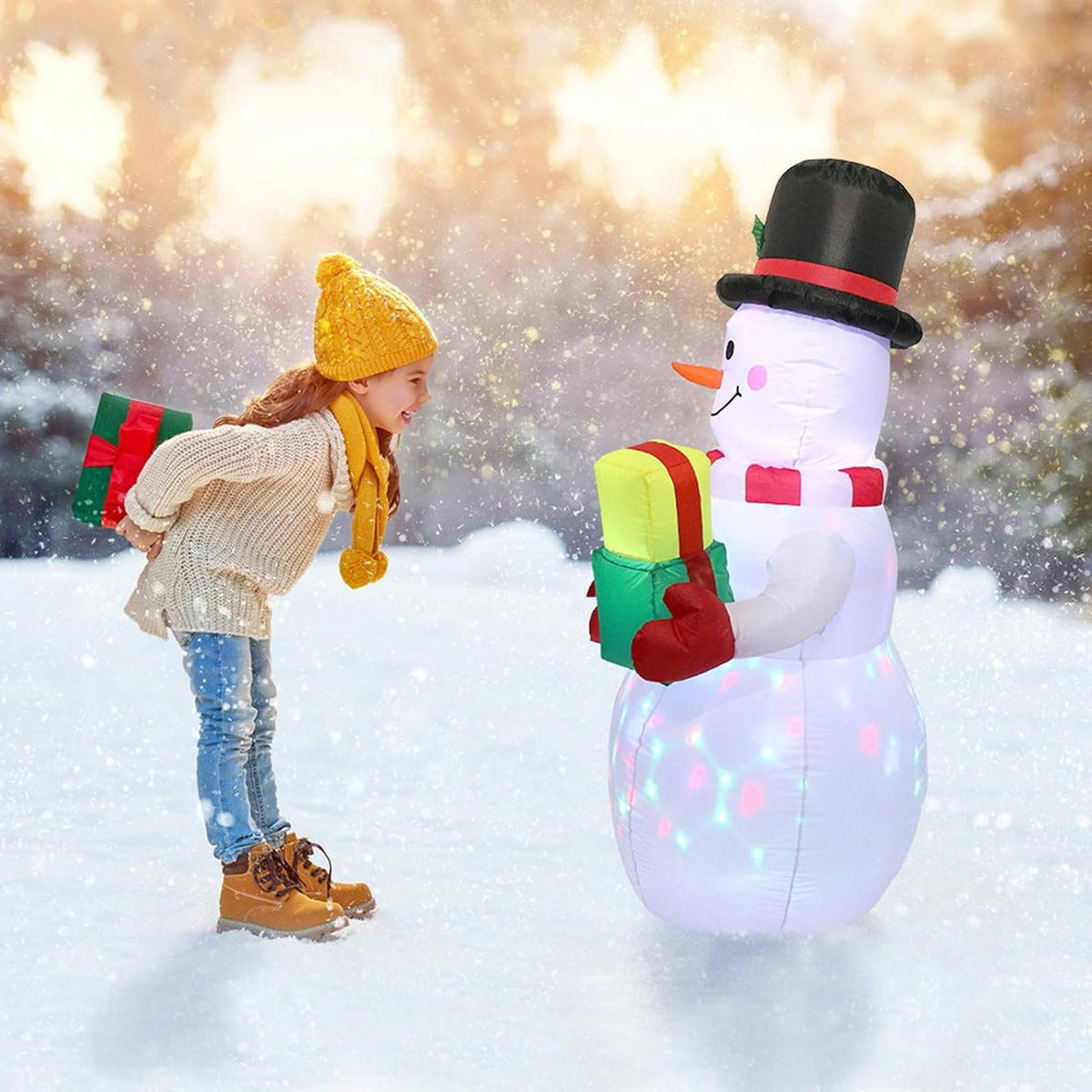 Belro inflatable snowman outdoor Christmas decoration with LED lights for festive home and garden decor.