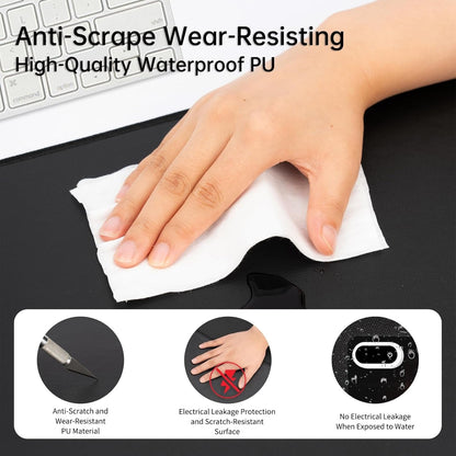 Belro heated desk and mouse pad for pain relief, showing a sleek black design with integrated heating controls.