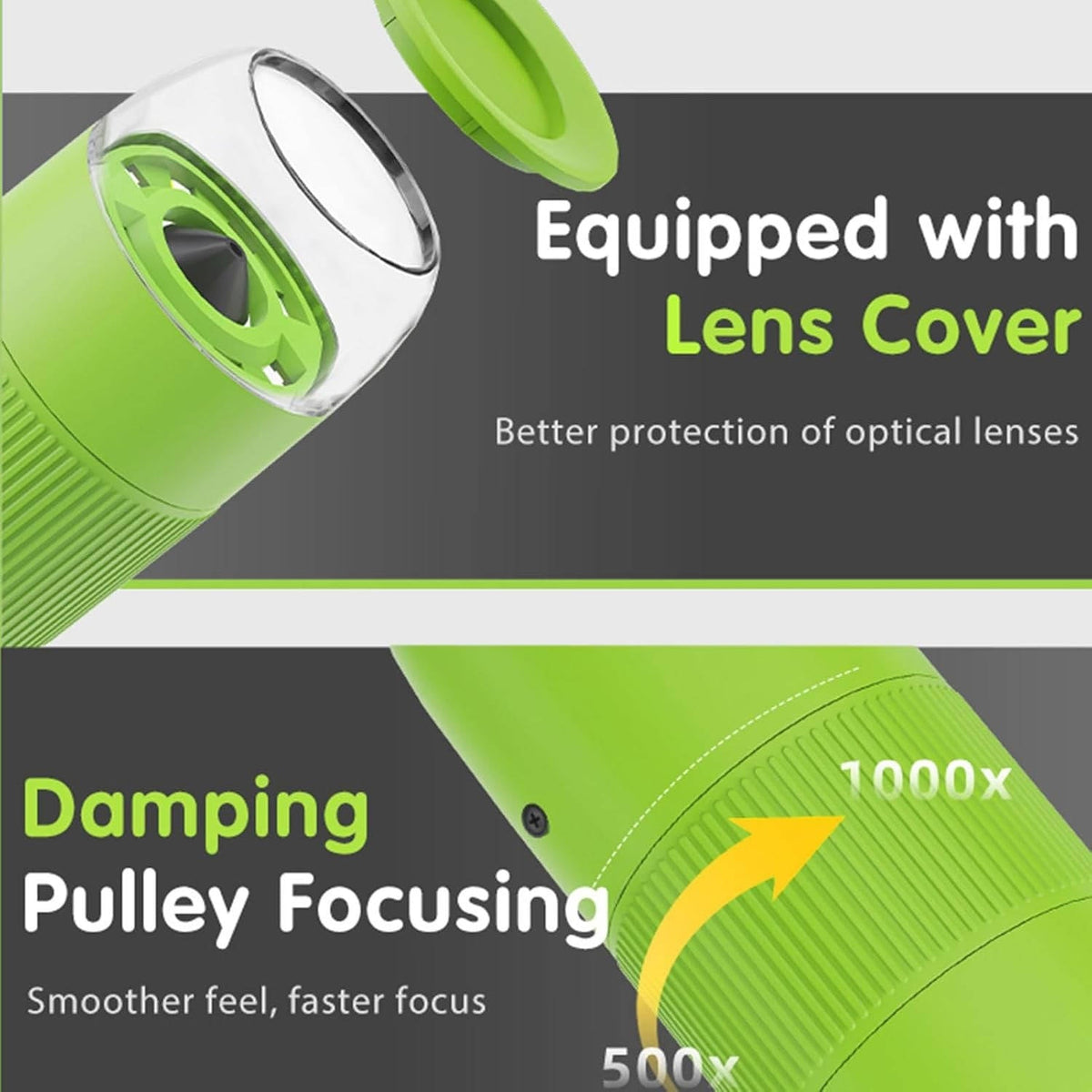 Kids handheld microscope by Belro showing a compact, portable optical device designed for young explorers to view tiny details.