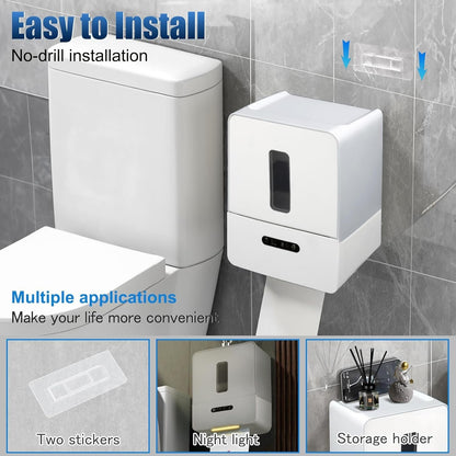 Belro touchless paper towel dispenser mounted on kitchen wall, sleek black design for easy, hygienic towel access.