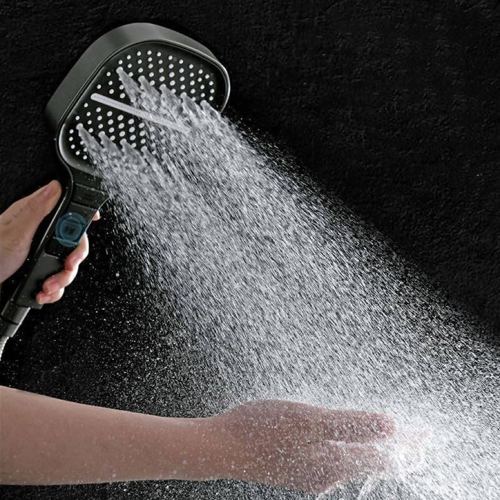 Belro high pressure shower head mounted on bathroom wall with multiple spray options, stainless steel finish for durable use