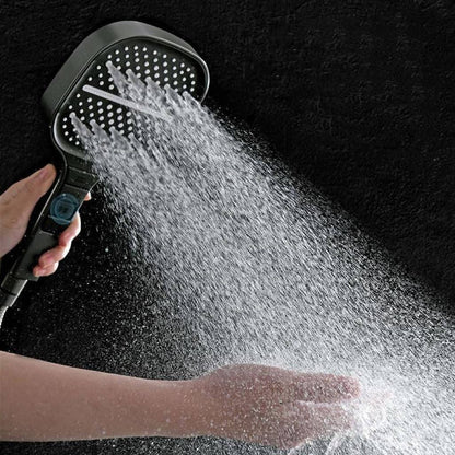Belro high pressure shower head mounted on bathroom wall with multiple spray options, stainless steel finish for durable use