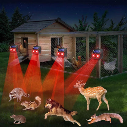 Belro 2-pack solar-powered ultrasonic animal repellent for outdoor pest control in home and garden settings.