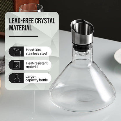 Belro crystal glass wine decanter aerator carafe for elegant wine serving and aeration in kitchen and dining settings.