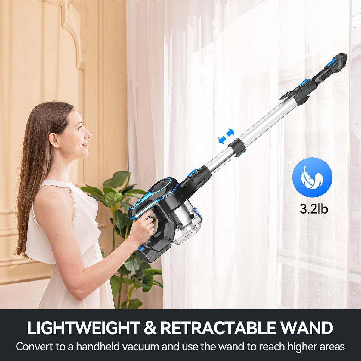 Belro cordless vacuum cleaner for home cleaning, lightweight design with handle and dustbin, ideal for quick household tidying