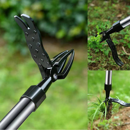 Belro men's stand-up weed puller tool with long handle for easy garden weed removal, shown in a close-up shot.