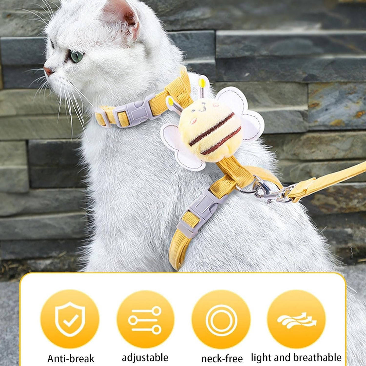 Belro pet cat collar and harness set with adjustable straps and secure buckle, suitable for safe outdoor walks.