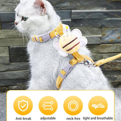 Belro pet cat collar and harness set with adjustable straps and secure buckle, suitable for safe outdoor walks.