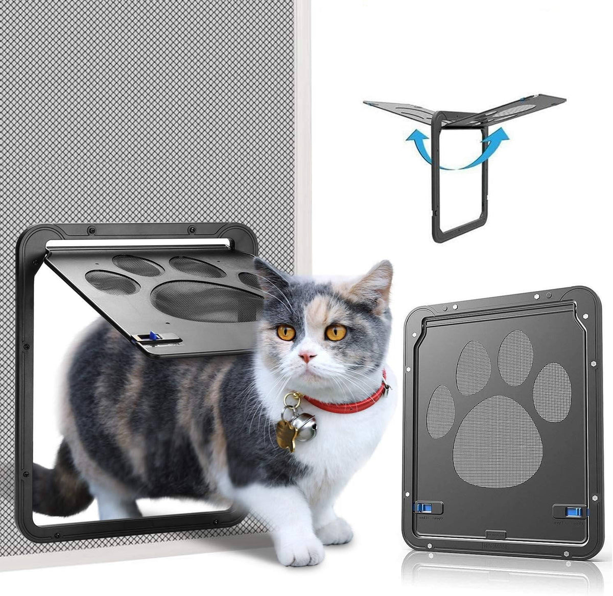 Belro pet screen door for dogs and cats, durable pet supplies for easy indoor-outdoor access, shown installed on a door frame.