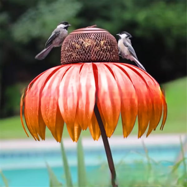 Belro outdoor flower bird feeder hanging among garden flowers, designed for attracting birds to home garden decor.