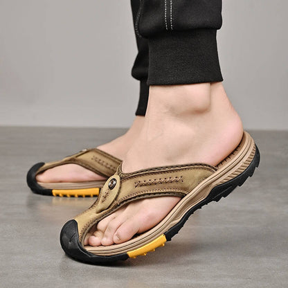 Belro men's water-resistant and lightweight toe flip flops with cushioned straps, ideal for casual wear and beach outings.