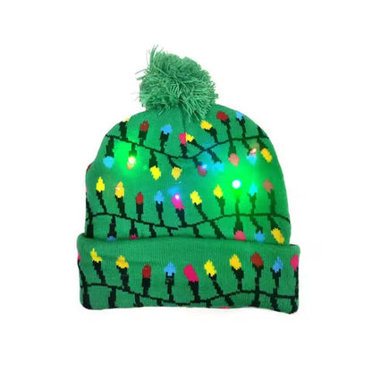 Men's Belro Light Up Christmas Hat with festive LED lights, cozy winter clothing accessory for holiday celebrations.
