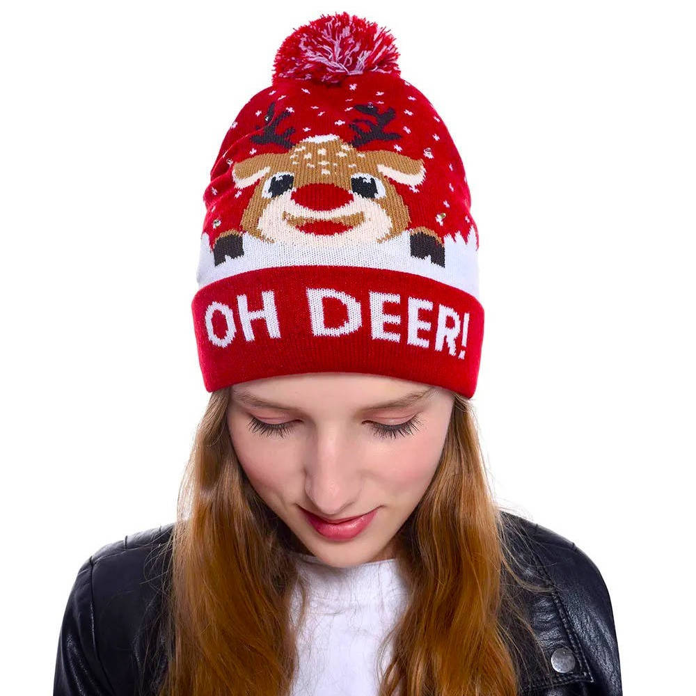 Men's Belro Light Up Christmas Hat with festive design, illuminated holiday accessory for men's holiday clothing.