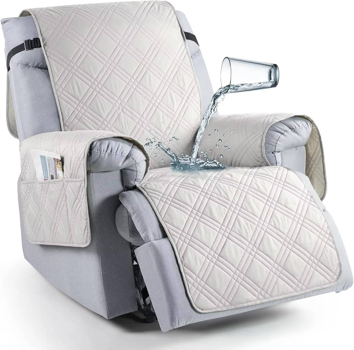 Belro waterproof recliner chair cover in soft fabric, protecting sofa from spills and stains in home and garden living rooms.