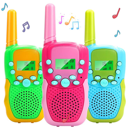 Belro Kids Walkie Talkies 3-piece set with backlit LCD, flashlight, 22 channels, and clear sound for boys and girls.