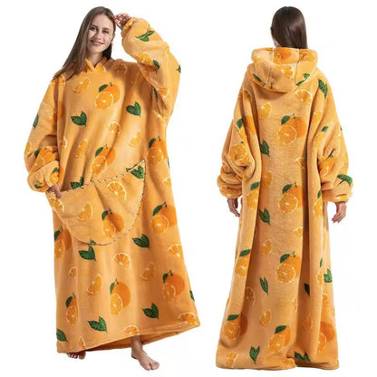 Belro long wearable blanket hoodie in cozy sleepwear style, shown in soft fabric with a relaxed fit and hood for comfort.