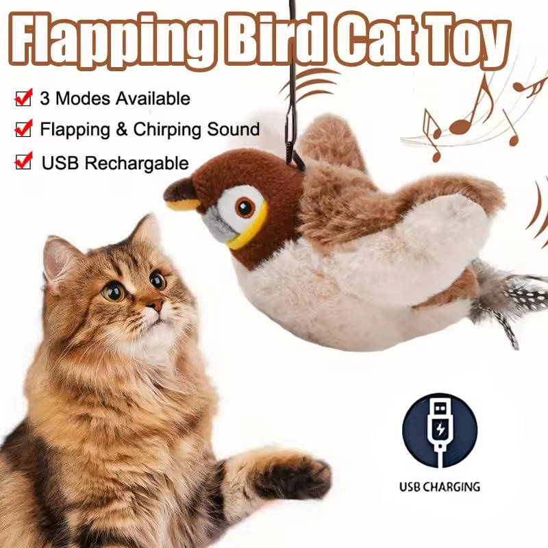 Belro Interactive Cat Chase Toy with colorful feathers and moving parts for engaging feline play.