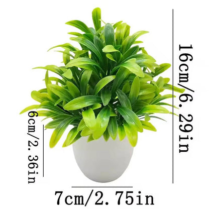 Artificial plants with decorative pots from Belro, ideal for home and garden decor, shown in a stylish arrangement.