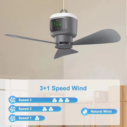 Belro portable wireless ceiling fan for outdoor use, compact and lightweight for home and garden cooling.