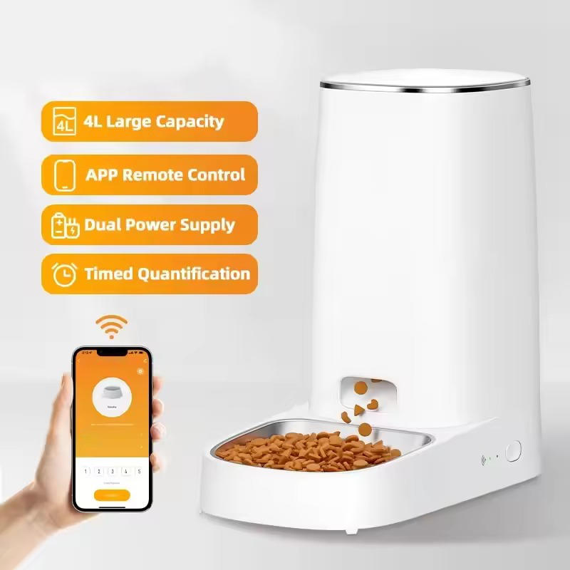 Belro automatic cat feeder with digital timer and food tray, designed for pet supplies and easy feeding of cats.