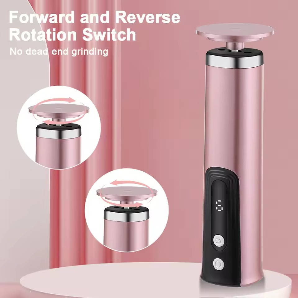 Belro electric callus remover for soft feet, handheld skin care device with a textured roller for exfoliating rough skin.