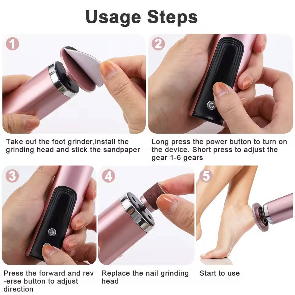 Belro electric callus remover for soft feet, handheld device with exfoliating roller for smooth skin in health and beauty skincare.