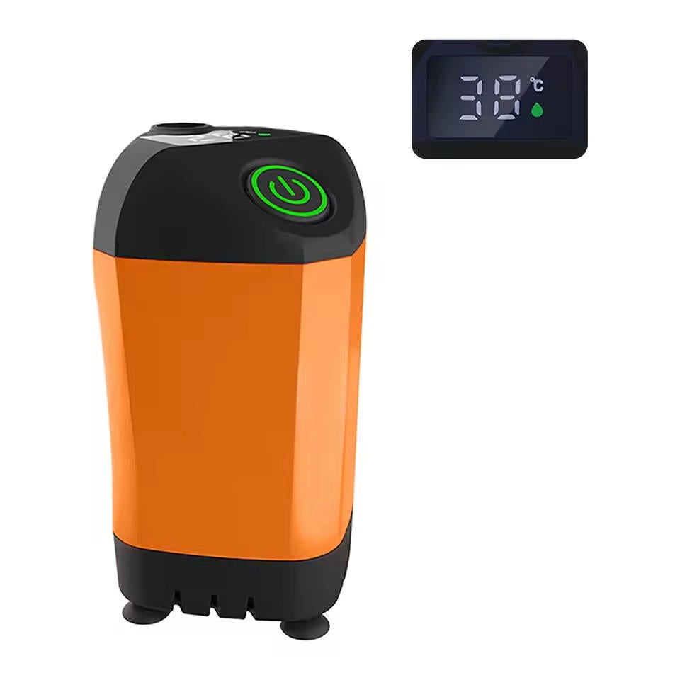 Belro portable camping shower with white water tank and hose, ideal for outdoor camping and outdoor home & garden use.