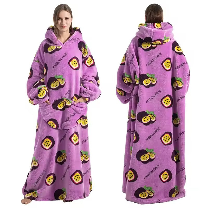 Belro long wearable blanket hoodie in cozy, soft fabric, perfect for lounging and sleepwear comfort.