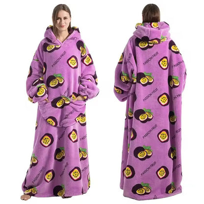 Belro long wearable blanket hoodie in cozy, soft fabric, perfect for lounging and sleepwear comfort.