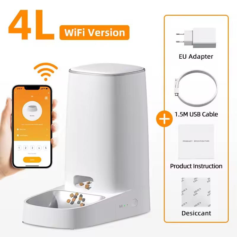 Belro automatic cat feeder with digital timer, food dispenser, and stainless steel bowl for pet feeding.