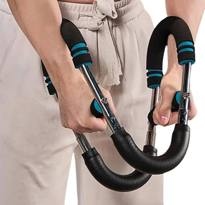 Belro arm trainer home machine with chest expander for men, showing the compact exercise equipment and resistance bands.