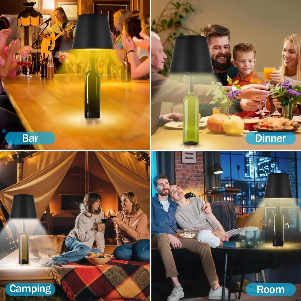 Wireless Bottle Lamp by Belro, LED night light with a sleek, modern design in a transparent bottle shape for ambient lighting.