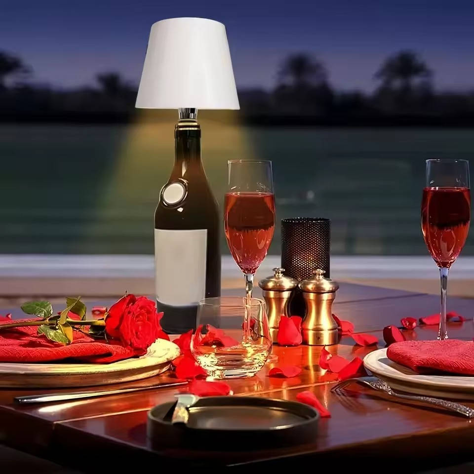 Wireless Bottle Lamp by Belro, modern LED night light inside a clear glass bottle, ideal for ambient lighting and decor.
