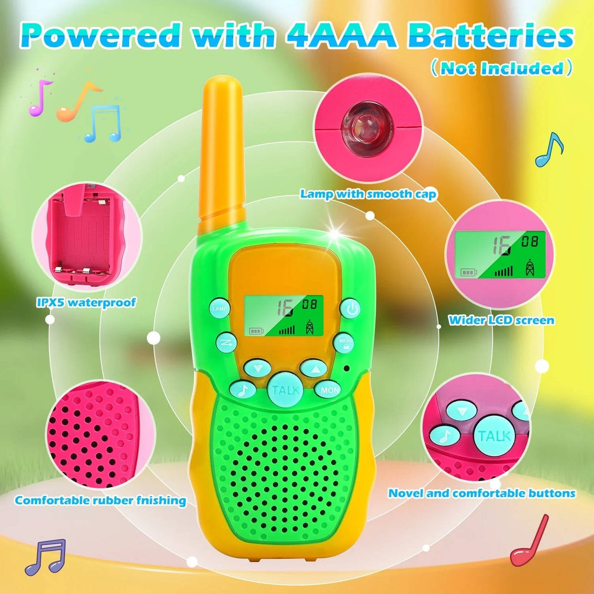 Belro Kids Walkie Talkies 3-piece set for children, featuring colorful handheld communication devices for outdoor play.