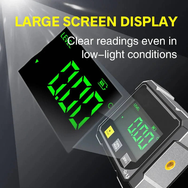 Belro digital angle gauge with laser, measuring tool for precise angle and level readings in hardware and DIY projects.