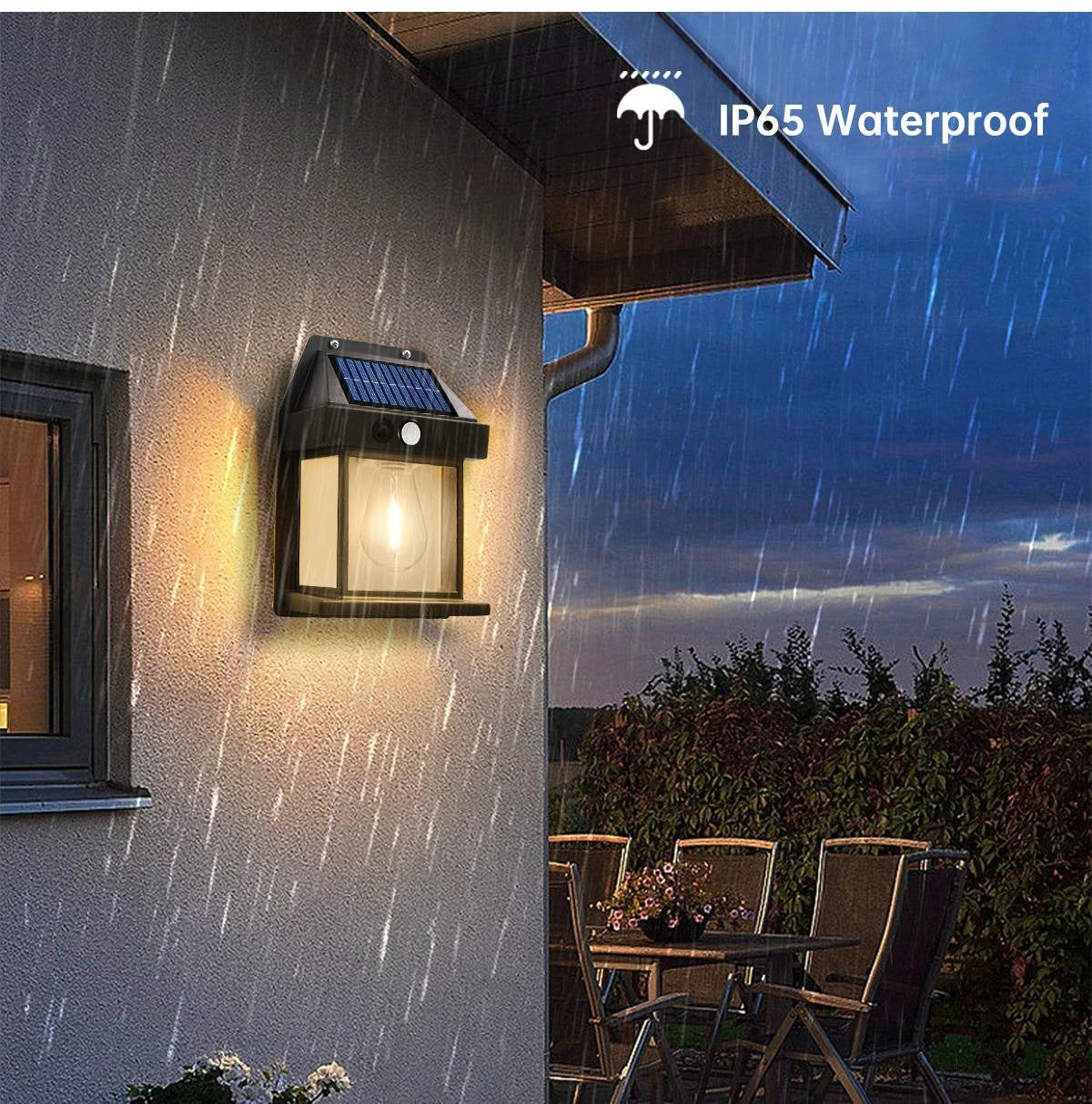 Belro 2-set solar wall lamps for outdoor home and garden lighting, shown mounted on exterior wall in natural daylight.