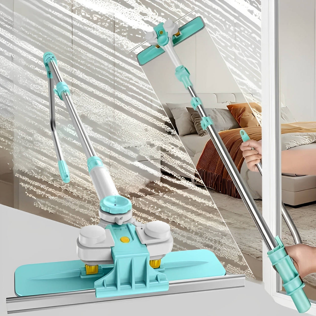 Belro long handle window cleaner brush for outdoor use, ideal for cleaning high and hard-to-reach windows in home and garden.