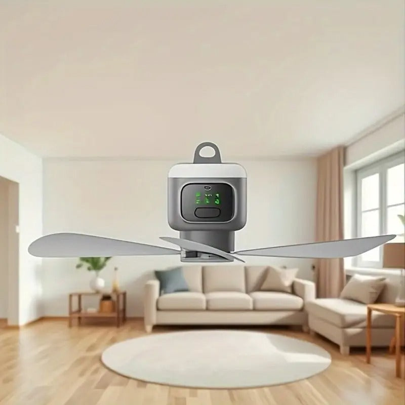 Belro portable wireless ceiling fan for outdoor use, compact design ideal for home and garden spaces.