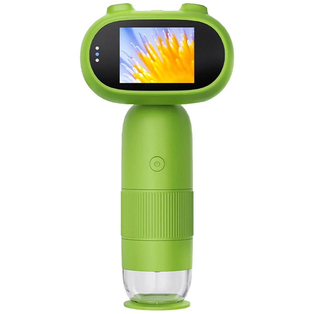 Belro Kids Handheld Microscope showing a close-up view of a small object with adjustable focus and colorful eyepiece.
