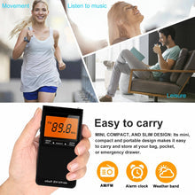 Belro portable pocket AM/FM radio with digital display and tuning controls, compact electronic audio device for on-the-go listening.