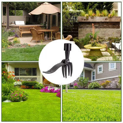 Belro stand-up weed puller tool for men, showing a sturdy gardening tool with a comfortable handle and metal prongs.