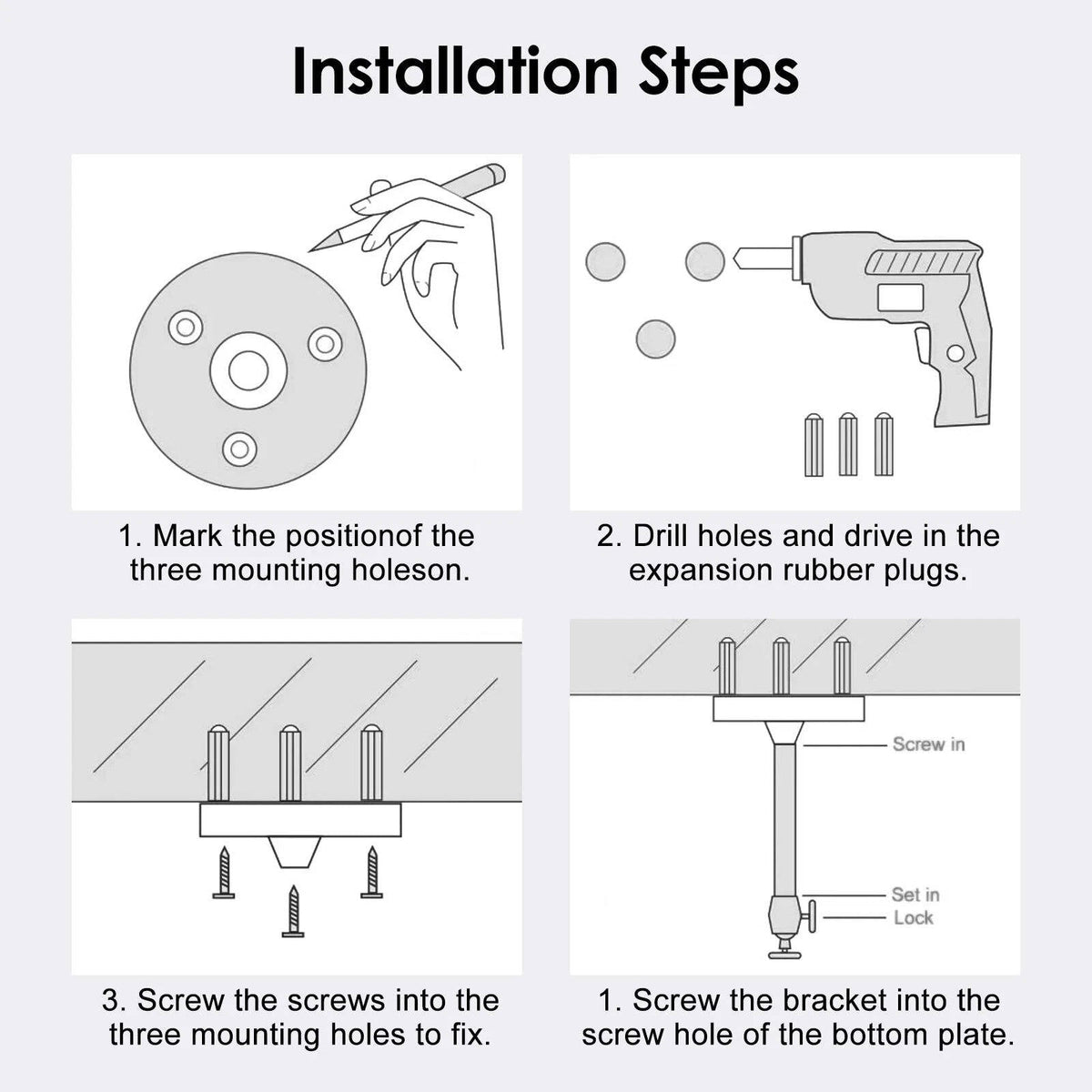 Belro universal projector ceiling mount kit attached to a ceiling, adjustable for electronics and TV projectors.