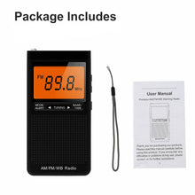 Belro portable pocket AM/FM radio with digital display, compact design, and built-in antenna for on-the-go audio listening.
