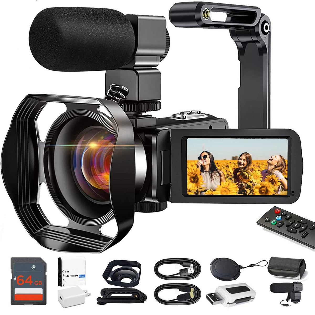 Belro 4K video camcorder with WiFi, 48MP camera suitable for YouTube vlogging, compact electronics device with lens and screen.