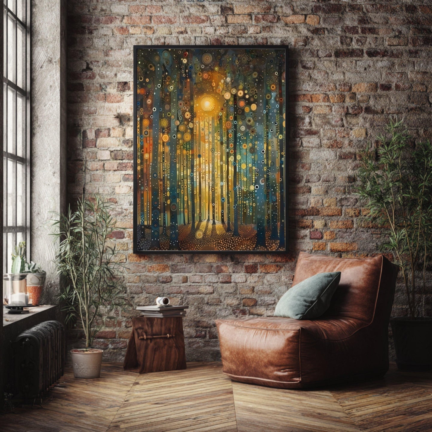 Gustav Klimt Forest Path Canvas, Abstract Tree Art