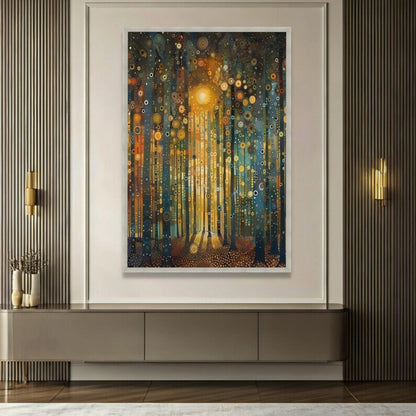 Gustav Klimt Forest Path Canvas, Abstract Tree Art