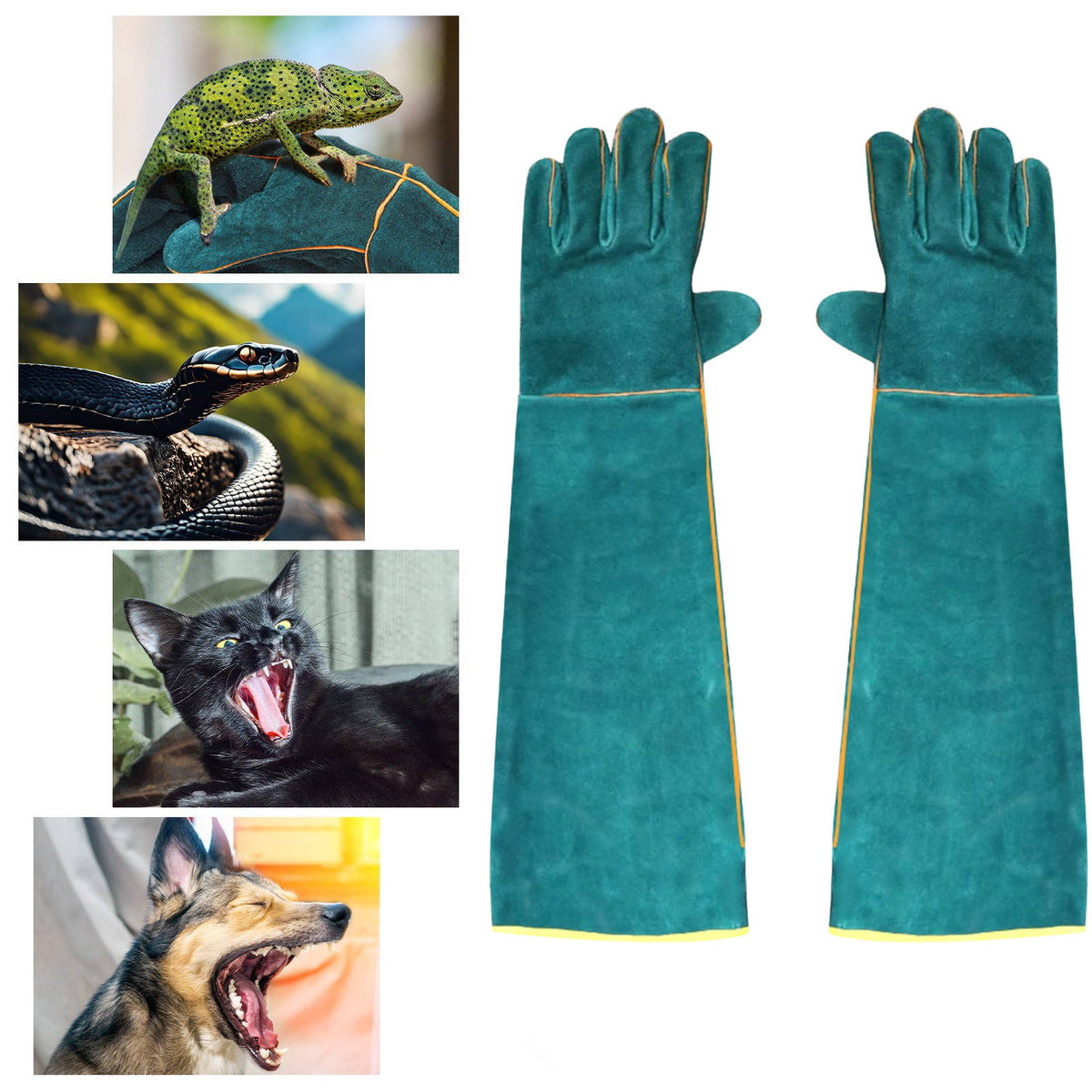Belro bite protection gloves for pets, leather animal handling gloves with scratch-resistant, puncture-proof design for safe pet grooming.