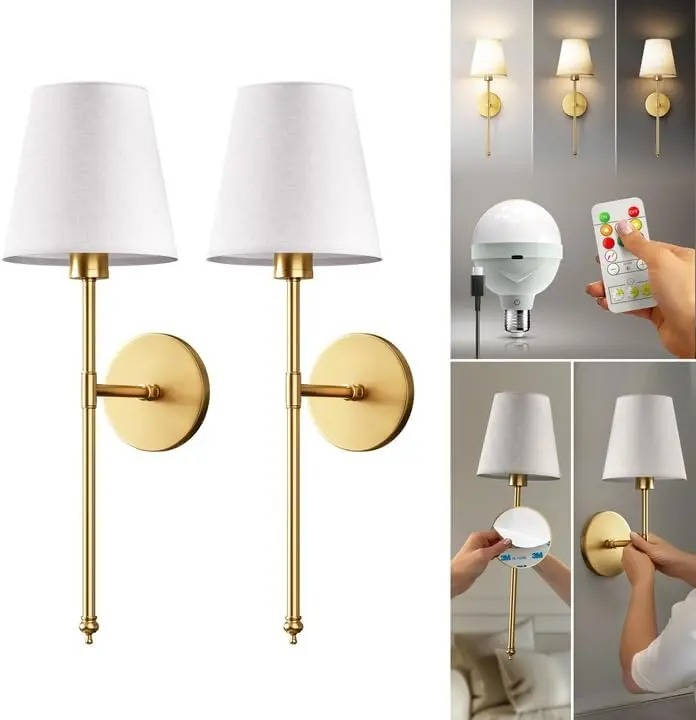 Battery operated wall sconce by Belro, outdoor home and garden lighting fixture with modern design, mounted on a wall.
